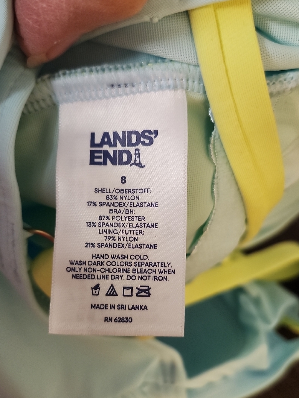 Lands End one shoulder Size 8 swimsuit Colorblock One Piece - Picture 6 of 8